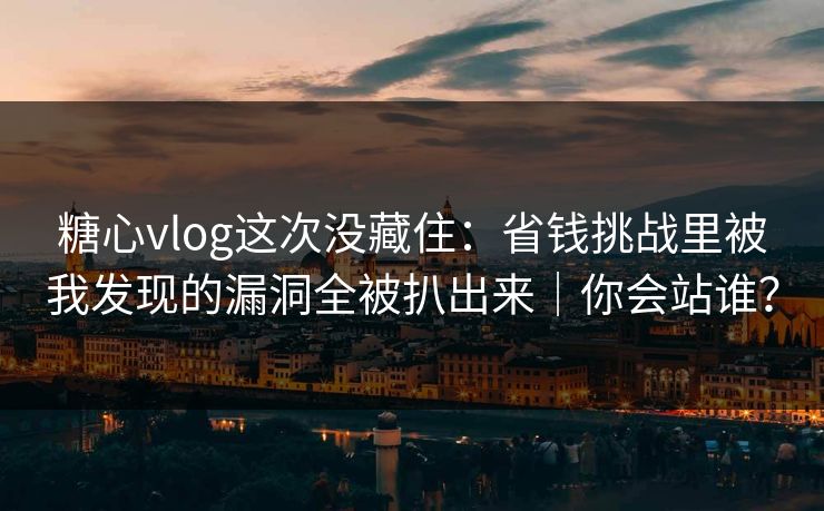 糖心vlog这次没藏住：省钱挑战里被我发现的漏洞全被扒出来｜你会站谁？