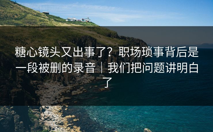 糖心镜头又出事了？职场琐事背后是一段被删的录音｜我们把问题讲明白了